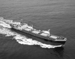 Aerial styrbord baugkvartsvisning av Nicola, den første SD14, på sjøprøver, 20. februar 1968 (bw-bilde) av Unbekannt Unbekannt